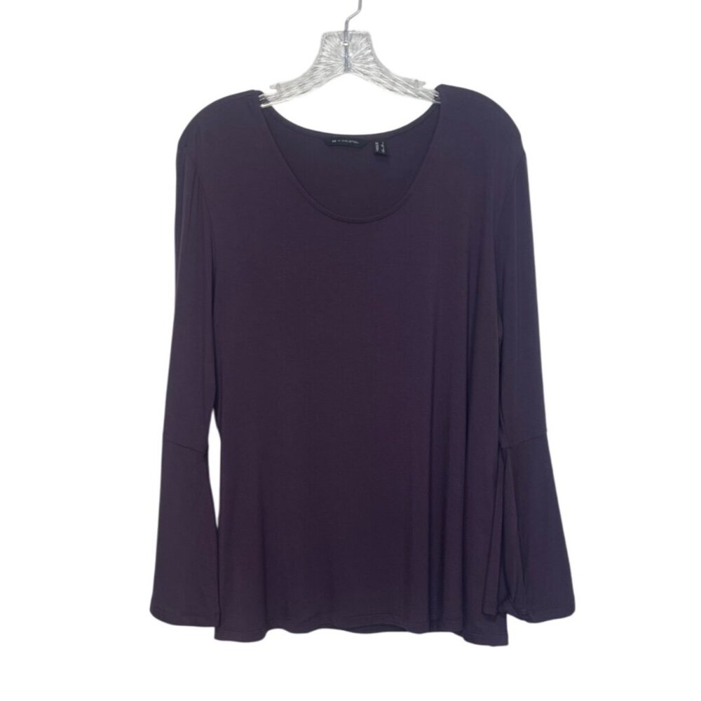 H By Halston Bell Sleeve Top Womens Large Plum Purple